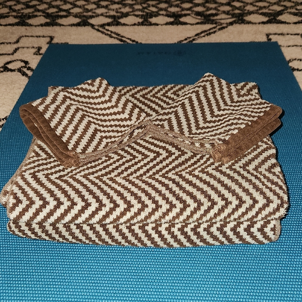 New Better Homes and Gardens Chevron Towels & Washclothes in Brownand Light Blue